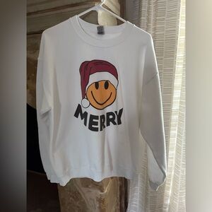 White Merry Smiley Sweatshirt
